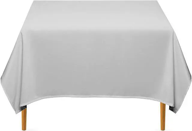 Main image of Lann's Linens - 70" Square Premium Tablecloth for Wedding / Banquet / Restaurant - Polyester Fabric Table Cloth - Silver