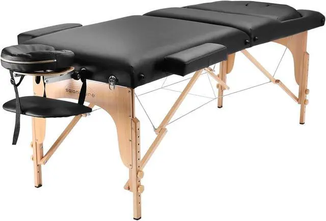Alt view image 2 of 13 - Saloniture Professional Portable Massage Table with Backrest - Black