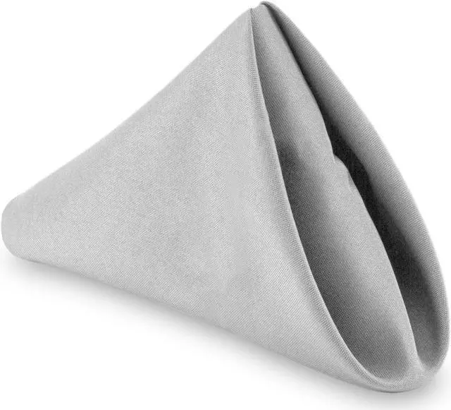 Main image of Lann's Linens - 12 Dozen 20" Oversized Cloth Dinner Table Napkins - Machine Washable Restaurant/Wedding/Hotel Polyester Fabric - Silver