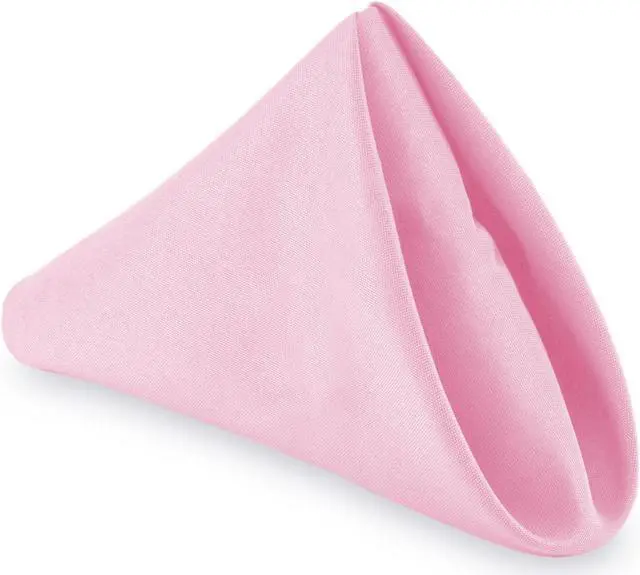 Main image of Lann's Linens - 12 Dozen 20" Oversized Cloth Dinner Table Napkins - Machine Washable Restaurant/Wedding/Hotel Polyester Fabric - Pink