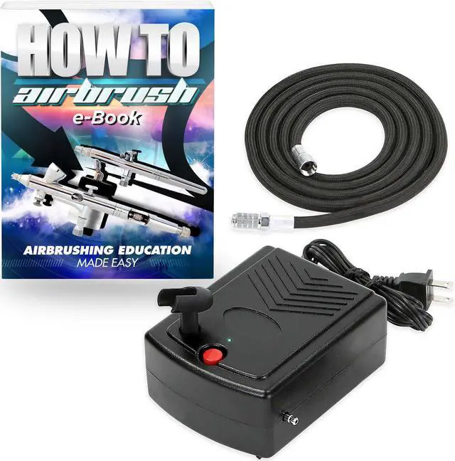 Main image of PointZero Mini Airbrush Compressor with Holder and 6 Ft. Hose - Quiet Portable Air Pump