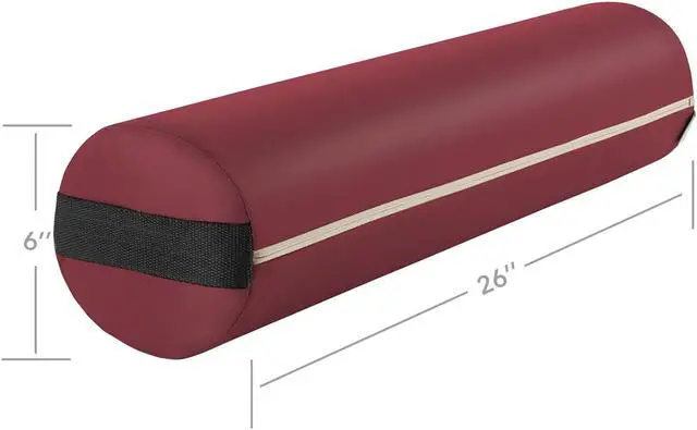 Alt view image 3 of 6 - Saloniture Full Round Massage Table Bolster Pillow Pad - 26 x 6 Inch - Burgundy