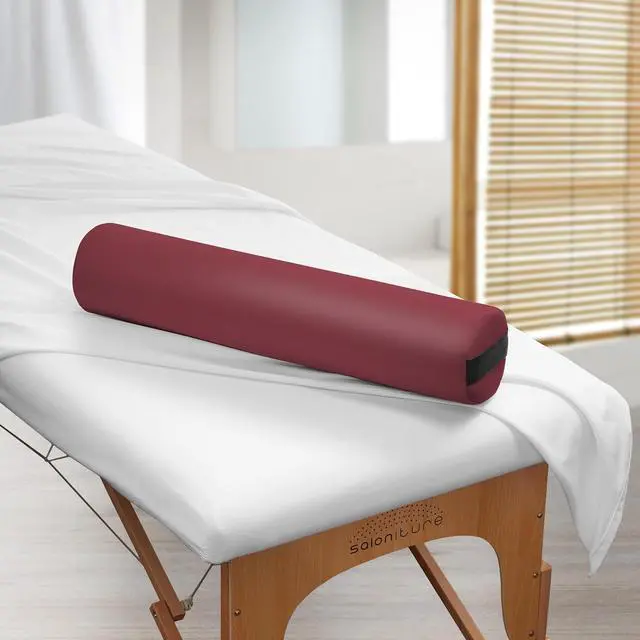 Alt view image 5 of 6 - Saloniture Full Round Massage Table Bolster Pillow Pad - 26 x 6 Inch - Burgundy