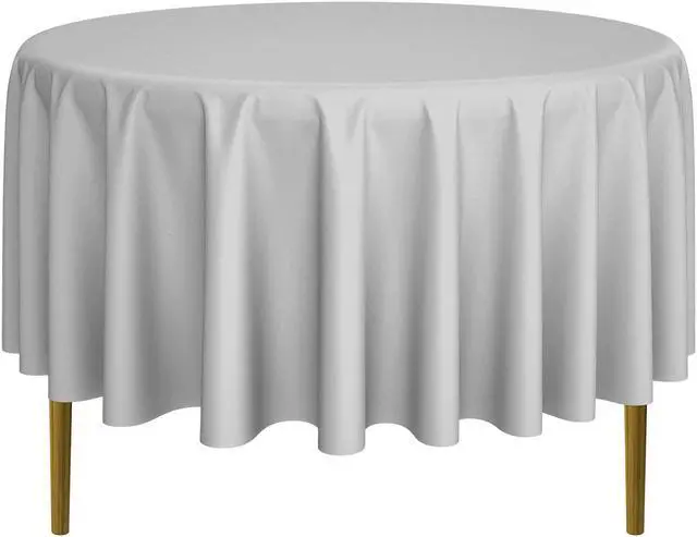 Main image of Lann's Linens - 5 Premium 90" Round Tablecloths for Wedding/Banquet/Restaurant - Polyester Fabric Table Cloths - Silver