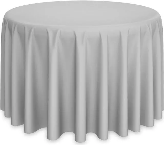 Main image of Lann's Linens - 120" Round Premium Tablecloth for Wedding / Banquet / Restaurant - Polyester Fabric Table Cloth - Silver
