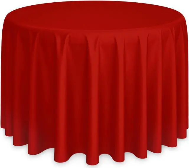Main image of Lann's Linens - 120" Round Premium Tablecloth for Wedding / Banquet / Restaurant - Polyester Fabric Table Cloth - Red