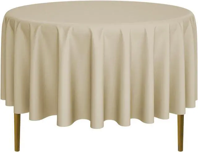 Main image of Lann's Linens - 90" Round Premium Tablecloth for Wedding / Banquet / Restaurant - Polyester Fabric Table Cloth - Beige