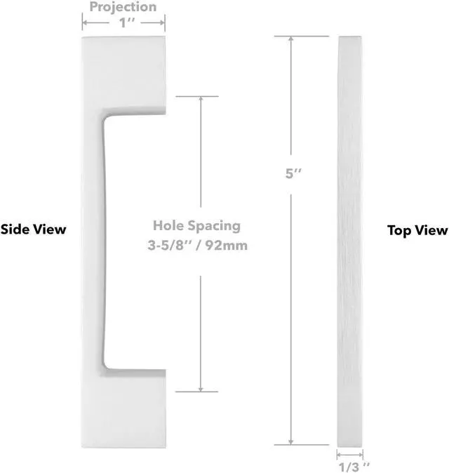 Alt view image 5 of 7 - Cauldham 10 Pack Solid Kitchen Cabinet Pulls Handles (3-5/8" Hole Centers) - Modern Thin Profile Drawer/Door Hardware - Style M255 - Satin Nickel