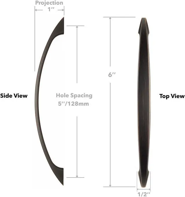 Alt view image 5 of 7 - Cauldham 10 Pack Solid Kitchen Cabinet Arch Pulls Handles (5" Hole Centers) - Curved Drawer/Door Hardware - Style M243 - Oil Rubbed Bronze
