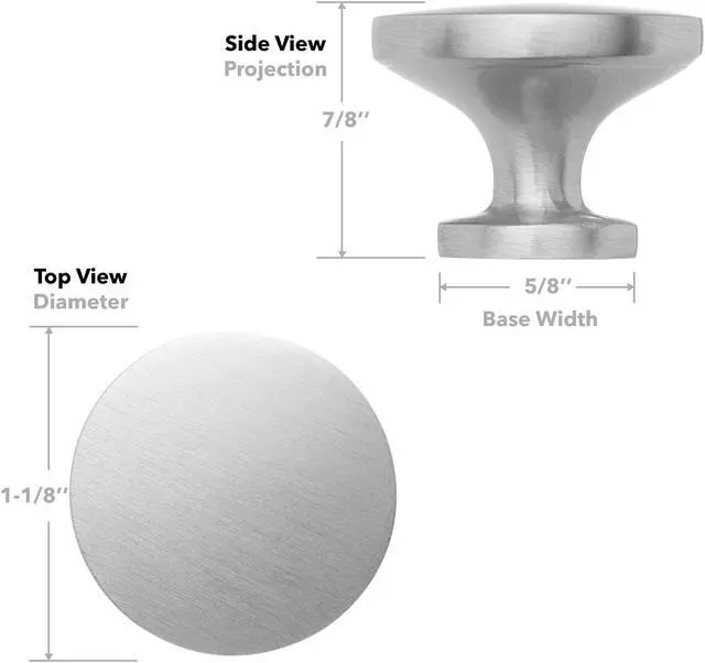 Alt view image 5 of 7 - Cauldham 10 Pack Solid Round Kitchen Cabinet Knobs Pulls (1-1/8" Diameter) - Dresser Drawer/Door Hardware - Style R126 - Satin Nickel
