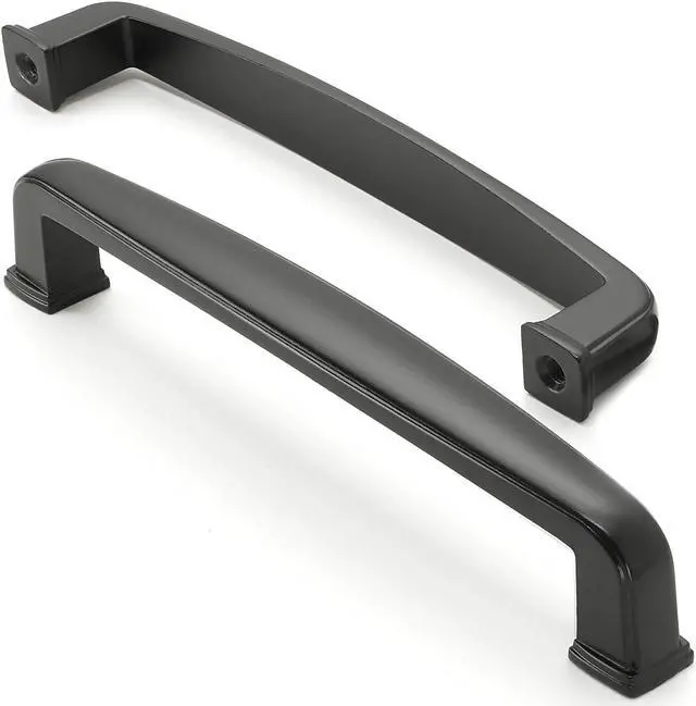 Alt view image 2 of 6 - Cauldham 10 Pack Solid Kitchen Cabinet Handles (5" Hole Centers) - Drawer/Door Hardware - Style T765 - Matte Black