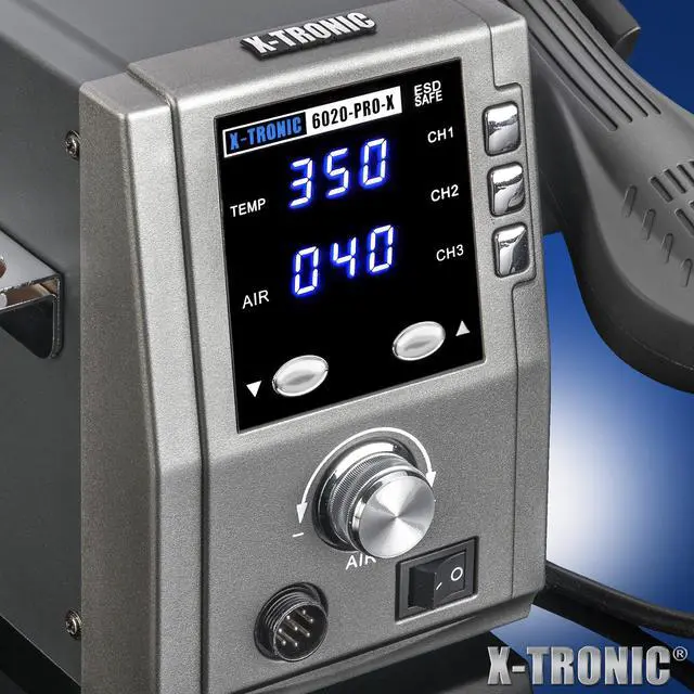 Alt view image 3 of 5 - X-Tronic 6020-PRO-X • Platinum Series • 750 Watt • Hot Air Rework Station • 3 Temp Presets, Temp Calibration Func, C/F Func, Auto Cool Down/Standby Mode, Mute/Unmute Sound & Patented Nozzle Holder!