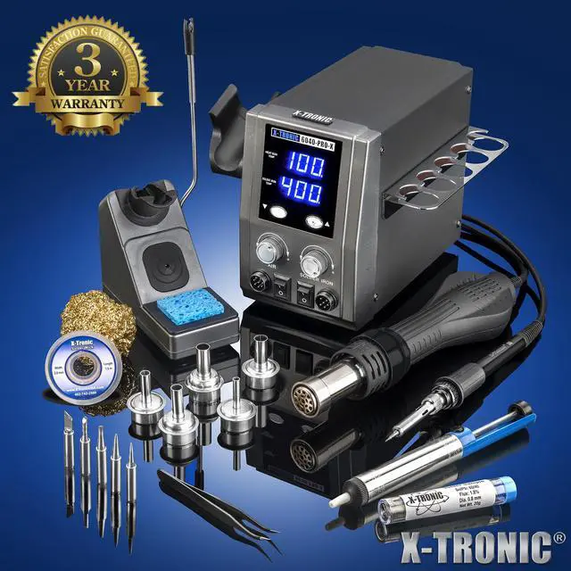 Alt view image 2 of 6 - X-Tronic 6040-PRO-X • Platinum Series • 700 Watt • Hot Air Rework Soldering Iron Station • Digital Temp Controls, C/F Func, 0-30 Min Sleep, Auto Cool Down, Mute/Unmute Sound & Patented Nozzle Holder!