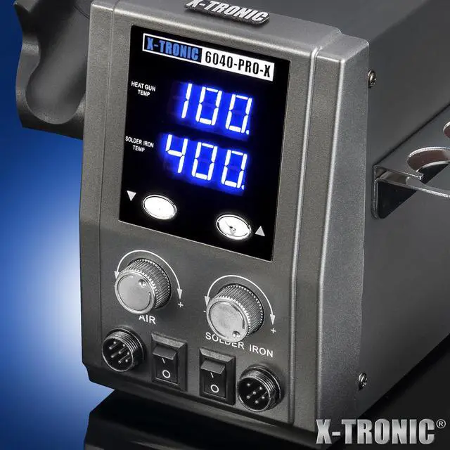 Alt view image 3 of 6 - X-Tronic 6040-PRO-X • Platinum Series • 700 Watt • Hot Air Rework Soldering Iron Station • Digital Temp Controls, C/F Func, 0-30 Min Sleep, Auto Cool Down, Mute/Unmute Sound & Patented Nozzle Holder!