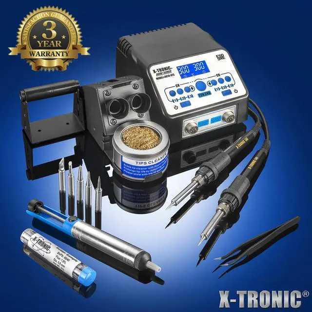 Alt view image 2 of 7 - X-Tronic 8010-XTS - Dual Soldering Iron Station • ESD Safe • 5 Solder Tips • 6 Temperature Presets (3 for each Iron) • Auto Shut Down Function • Calibration Function • °C/°F Conversion • Sleep Timer