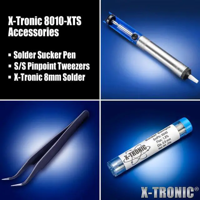 Alt view image 3 of 7 - X-Tronic 8010-XTS - Dual Soldering Iron Station • ESD Safe • 5 Solder Tips • 6 Temperature Presets (3 for each Iron) • Auto Shut Down Function • Calibration Function • °C/°F Conversion • Sleep Timer