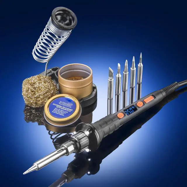 Alt view image 2 of 7 - The Remarkable "Triple LED Illuminating" X-Tronic 1010-PRO-ST - 65 Watt Soldering Iron - 5 Extra Solder Tips, 0-99 Min Sleep Func, Digital Correction Func, C/F Conversion, Brass Sponge w/Cleaning Flux