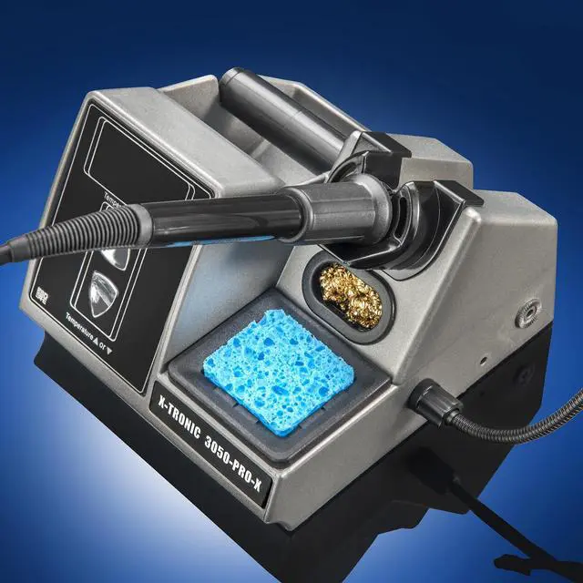 Alt view image 5 of 7 - X-Tronic Model 3050-PRO-X Digital LED Soldering Iron Station with 2 Convenient Helping Hands, 1-30 Minute Sleep Function, C/F Programmable, Solder Roll Holder, Brass Tip Cleaner, Wet Sponge