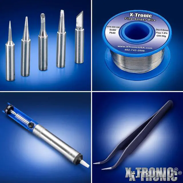 Alt view image 7 of 7 - X-Tronic Model 3050-PRO-X Digital LED Soldering Iron Station with 2 Convenient Helping Hands, 1-30 Minute Sleep Function, C/F Programmable, Solder Roll Holder, Brass Tip Cleaner, Wet Sponge