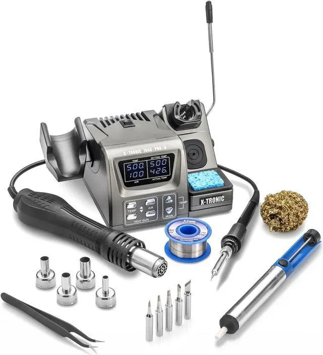 Main image of X-Tronic 7040-PRO-X - 775 Watt  Small Footprint Hot Air Rework & Soldering Iron Station - Digital Temp Controls, C/F Conversion, Calibration Func, 0-30 Min Sleep, Auto Cool Down, Mute/Unmute Sound