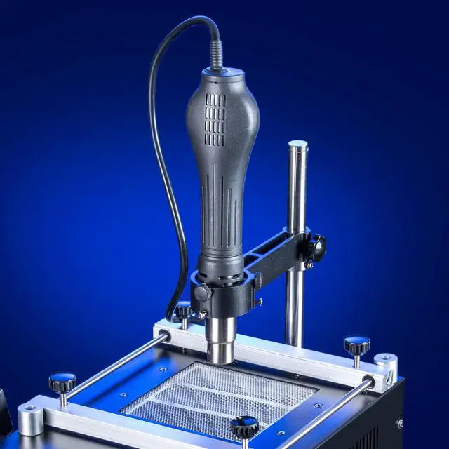 Alt view image 2 of 7 - X-Tronic Model #5040-XR3 All In One Hot Air Rework Soldering Iron Station With Preheater.  Includes 4 Hot Air Nozzles - 10 Asst. Solder Tips - Pinpoint Tweezers - IC Popper, Gootwick - 5X Mag Lamp