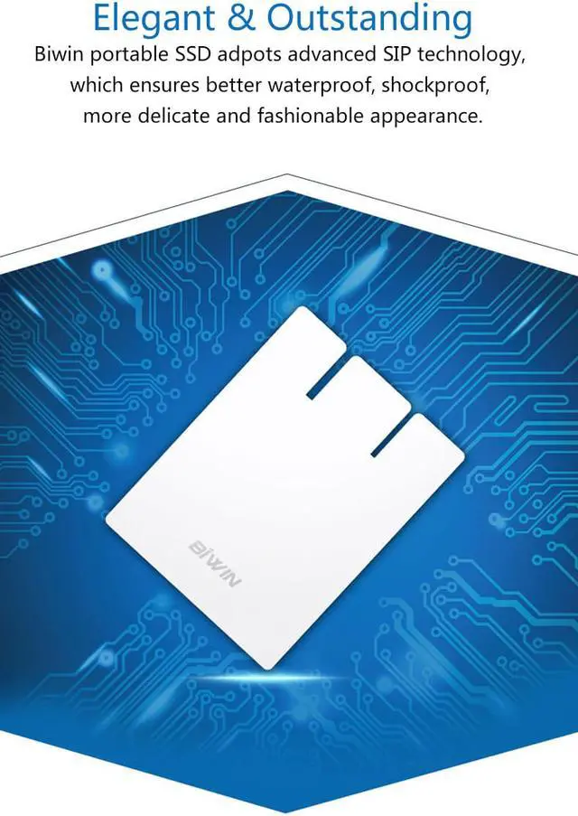Alt view image 2 of 5 - Biwin® 128GB Lightning SATA III USB3.0 Mini Ultra-slim Customize Portable SSD with SIP Technology Waterproof Mobile Solid State Drive