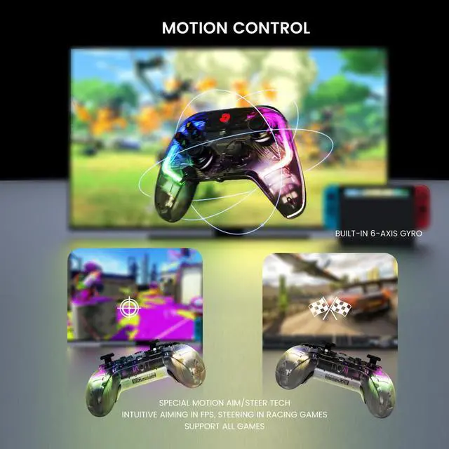 Alt view image 3 of 6 - GameSir T4 Kaleid Transparent PC Controller, Wired Gaming Controller for PC/Switch/Android TV Box, Gamepad Joystick with Hall Effect Sticks/Analog Triggers, 3.5mm Audio Jack, 2 Back Buttons