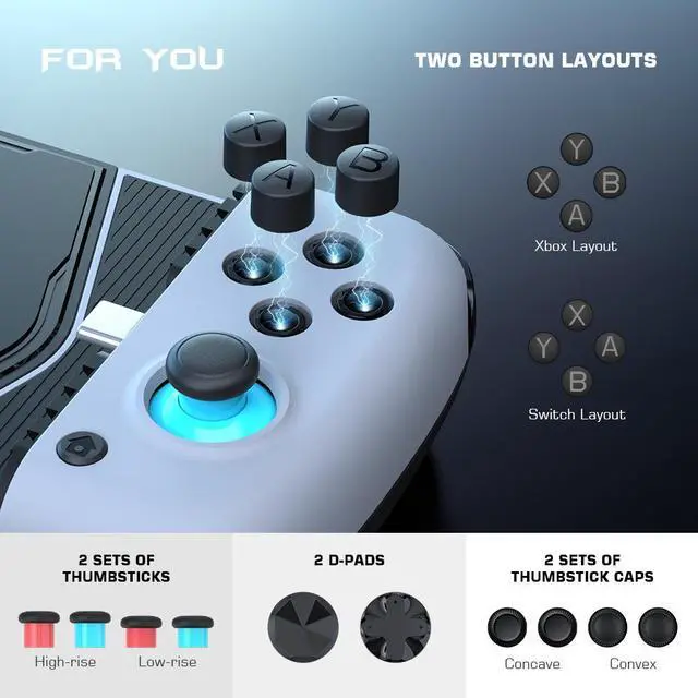Alt view image 7 of 7 - GameSir X3 Type-C Cooling Fan Android Controller with RGB Backlight, Zero Delay Mobile Controller with Magnetic&Detachable ABXY Buttons, D-Pads Support Cloudy Gaming, Stadia, Xbox Game Pass and More