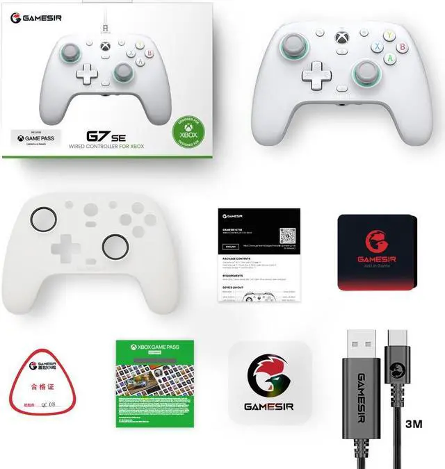 Alt view image 7 of 7 - GameSir G7 SE Wired Gaming Controller for Xbox Series X|S, Xbox One, Windows 10/11, PC Controller Gamepad with Hall Effect Sticks and 3.5mm Audio Jack G7 SE Controller + White Faceplate