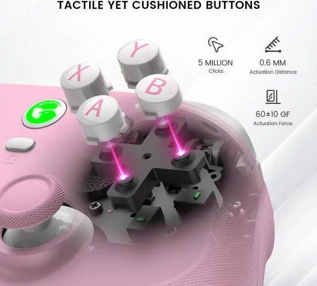 Alt view image 4 of 7 - GameSir T4 Cyclone Pro Wireless Pro Controller for Switch/Lite/OLED, Hall Effect Controller (No Drifting) for Windows PC, macOS, Steam Deck, Android & iOS (Pink Version)