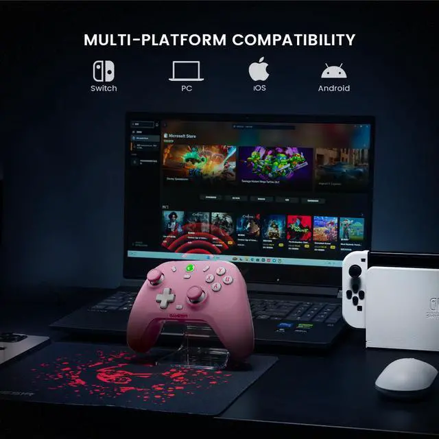Alt view image 6 of 7 - GameSir T4 Cyclone Pro Wireless Pro Controller for Switch/Lite/OLED, Hall Effect Controller (No Drifting) for Windows PC, macOS, Steam Deck, Android & iOS (Pink Version)