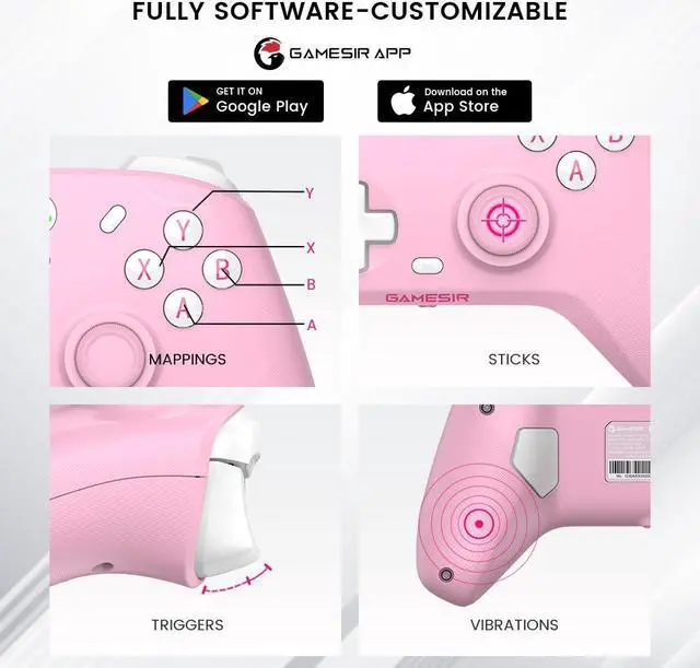 Alt view image 7 of 7 - GameSir T4 Cyclone Pro Wireless Pro Controller for Switch/Lite/OLED, Hall Effect Controller (No Drifting) for Windows PC, macOS, Steam Deck, Android & iOS (Pink Version)