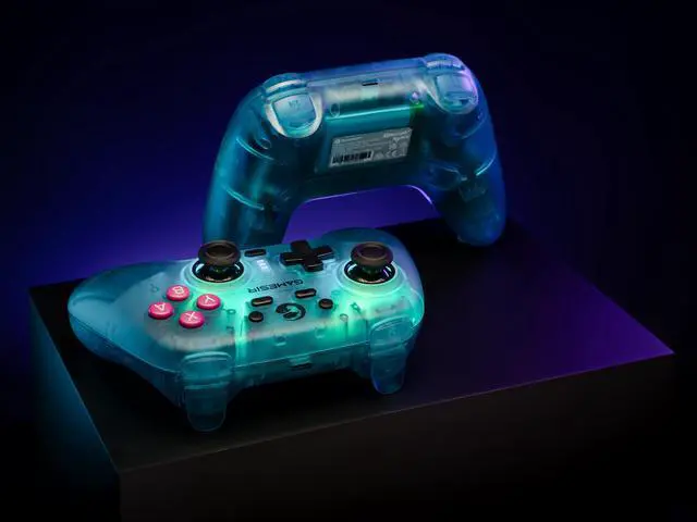 Alt view image 4 of 3 - GameSir PC Gaming Accessories Nova Controller with Anti-drift Hall Effect Sticks, RGB Lighting, Tri-mode Connectivity, Multi-platform Compatibility, Dual Motors, and Macro Back Button (Blue)
