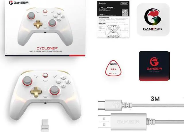 Alt view image 6 of 6 - GameSir Cyclone 2 Enhanced Multi-Platform Controller for Switch, Android, iOS, PC and Steam with GameSir Mag-Restm TMR Stick-White Controler