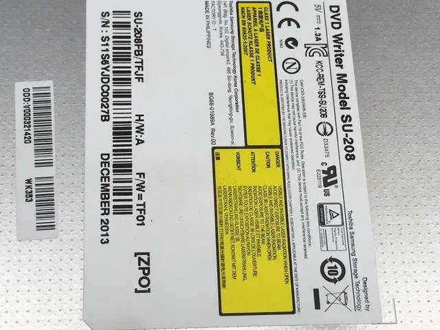 Alt view image 2 of 2 - Toshiba Satellite C55DT-A Series DVD Writer Optical Drive SU-208 V000321420