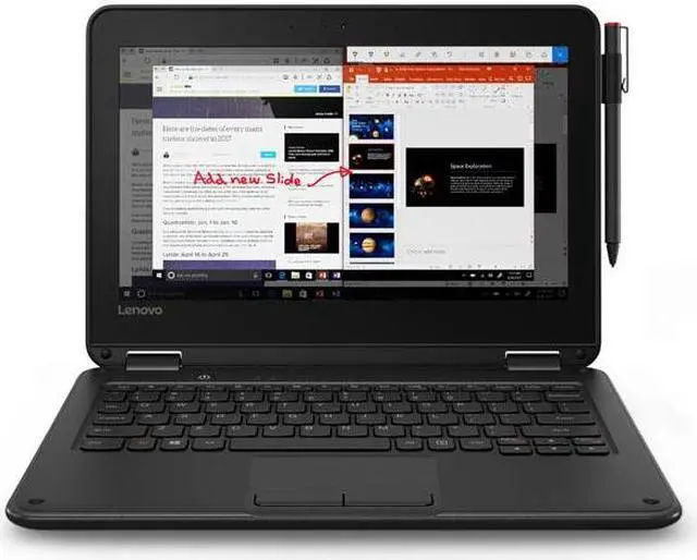 Alt view image 7 of 15 - Lenovo 300e Winbook 81FY000BUS 11.6" Touchscreen LCD 2 in 1 Notebook - Intel Celeron N3450 Quad-core (4 Core) 1.10 GHz - 4 GB - 128 GB Flash Memory - Windows 10 Pro - 1366 x 768 - In-plane Switching (IPS) Technology - Convertible