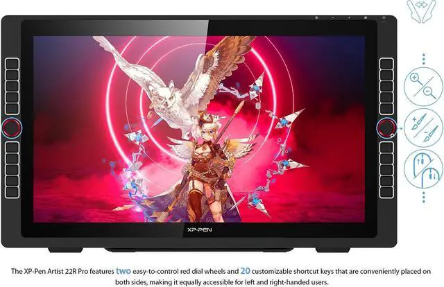 Alt view image 2 of 7 - XP-PEN 22R Pro Drawing Tablet 21.5 Inch Pen Display Graphic Monitor 1080P IPS Screen with Two Red Dial Wheels and 20 Express Keys Battery-Free Stylus Tilt Supported 88% NTSC