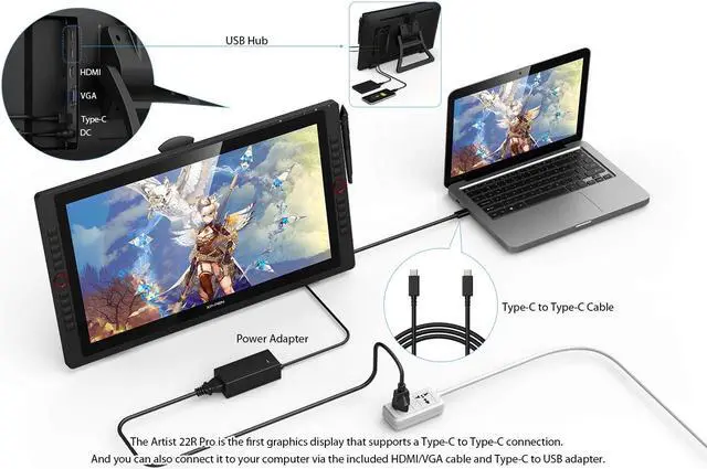 Alt view image 4 of 7 - XP-PEN 22R Pro Drawing Tablet 21.5 Inch Pen Display Graphic Monitor 1080P IPS Screen with Two Red Dial Wheels and 20 Express Keys Battery-Free Stylus Tilt Supported 88% NTSC