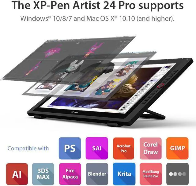 Alt view image 7 of 7 - XPPen Artist 24 Pro Graphics Tablet, 2K Digital Art Drawing Tablet, 24 in Animation Graphic Monitor with Two Pens for Windows/Mac