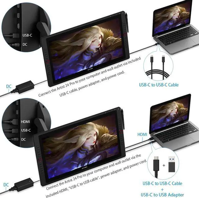 Alt view image 6 of 7 - XPPen Artist 24 Pro Graphics Tablet, 2K Digital Art Drawing Tablet, 24 in Animation Graphic Monitor with Two Pens for Windows/Mac