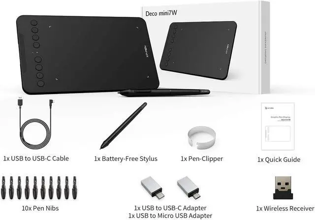 Alt view image 6 of 7 - XP-PEN Deco mini7W Wireless Graphics Drawing Tablet with Battery-Free Stylus, 7 "x 4.37" Drawing Tablet