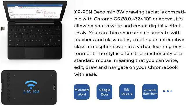 Alt view image 5 of 7 - XP-PEN Deco mini7W Wireless Graphics Drawing Tablet with Battery-Free Stylus, 7 "x 4.37" Drawing Tablet