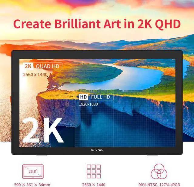 Alt view image 3 of 7 - XP-PEN Artist24 Drawing Pen Display 2K QHD (2560 x 1440) Resolution Graphics Monitor Drawing Tablet 23.8 Inch Screen  94% Adobe RGB USB-C to USB-C Connection Supports 60° Tilt Function