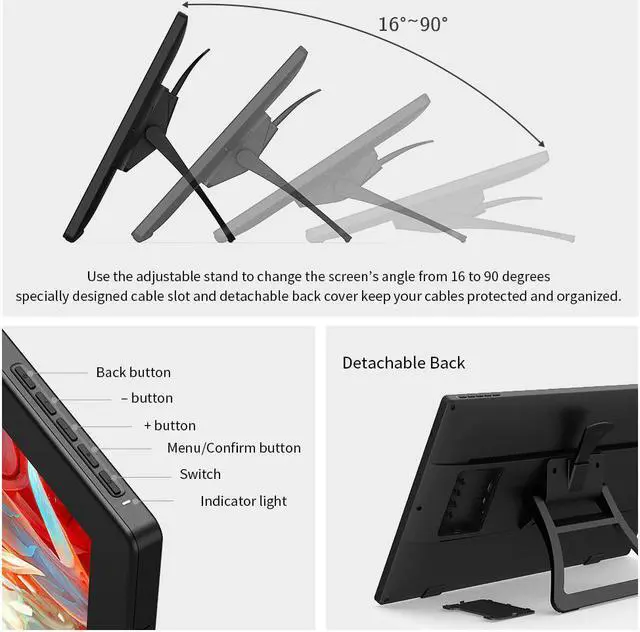 Alt view image 6 of 7 - XP-PEN Artist24 Drawing Pen Display 2K QHD (2560 x 1440) Resolution Graphics Monitor Drawing Tablet 23.8 Inch Screen  94% Adobe RGB USB-C to USB-C Connection Supports 60° Tilt Function