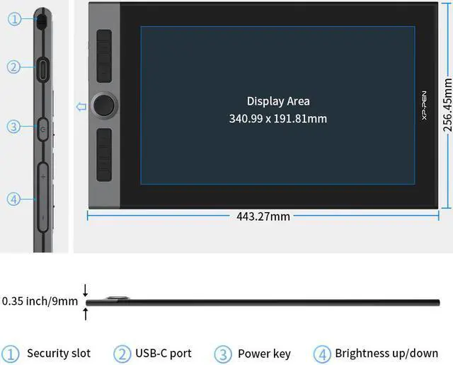 Alt view image 2 of 7 - XP-PEN Artist Pro 16 Drawing Pen Display 99% Adobe RGB 
1080P Graphics Monitor Drawing Pen Tablet 16 Inch Screen Supports a USB-C to USB-C Connection Tilt Function with X3 Smartchip stylus