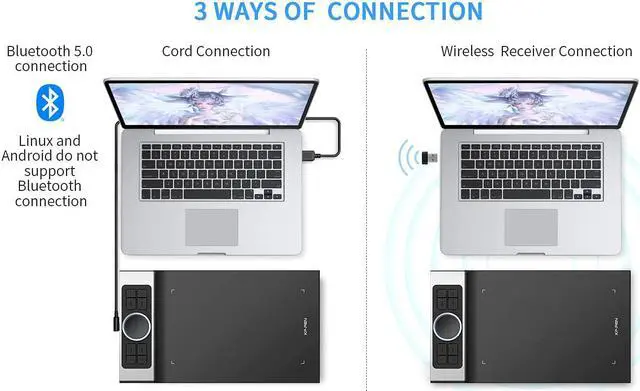 Alt view image 2 of 7 - XP-PEN Deco Pro MW Bluetooth Graphics Tablet Wireless Drawing Tablets Painting Pen Tablet for Drawing and Remote Learning