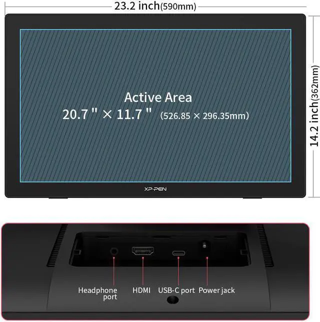Alt view image 2 of 7 - XP-PEN Artist24 Drawing Pen Display 2K QHD (2560 x 1440) Resolution Graphics Monitor Drawing Tablet 23.8 Inch Screen  94% Adobe RGB USB-C to USB-C Connection Supports 60° Tilt Function