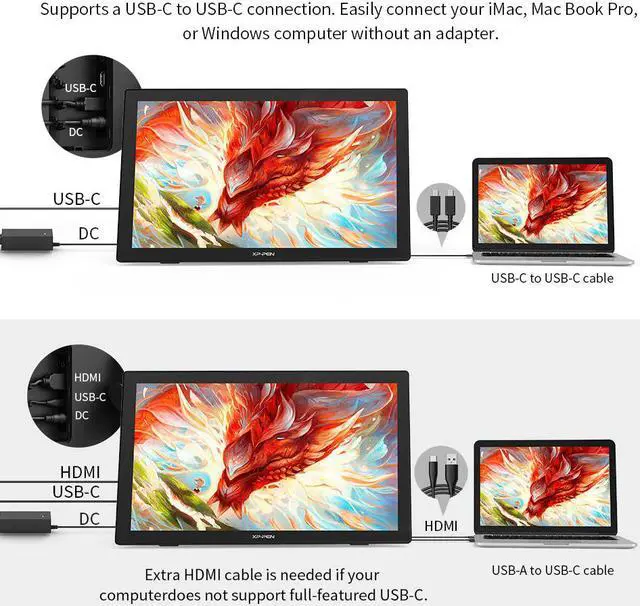 Alt view image 7 of 7 - XP-PEN Artist24 Drawing Pen Display 2K QHD (2560 x 1440) Resolution Graphics Monitor Drawing Tablet 23.8 Inch Screen  94% Adobe RGB USB-C to USB-C Connection Supports 60° Tilt Function
