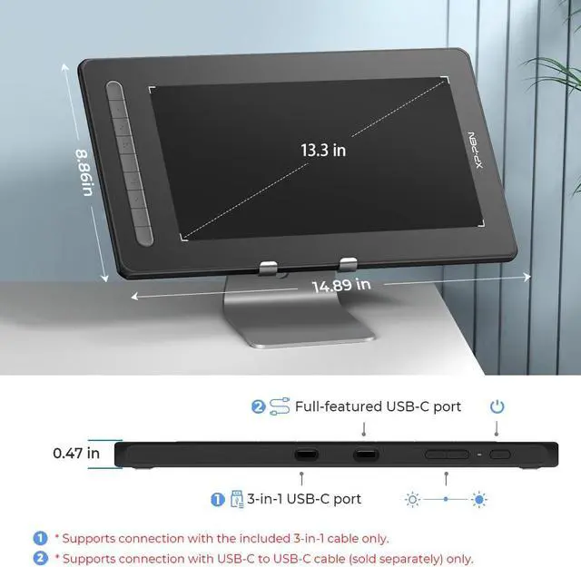 Alt view image 5 of 7 - XPPen Artist 13 2nd Digital Art Drawing Tablet Graphic Tablet with 13.3 in Fully-laminated 1080P  Screen for Windows Android Black