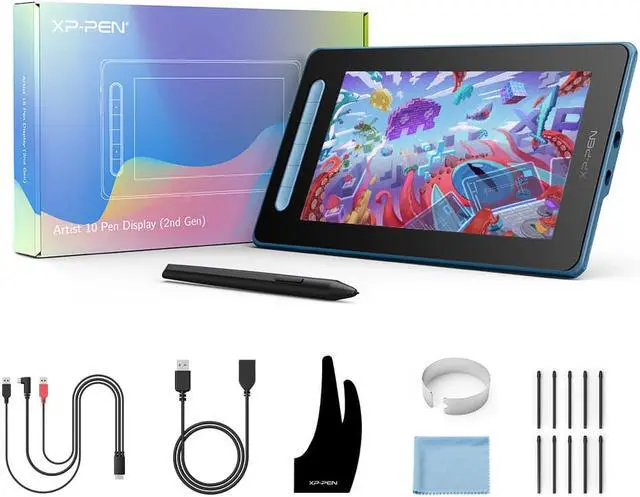 Alt view image 7 of 7 - XPPen Artist 10 2nd Graphic Tablet with Screen 10in Ddigital Art Drawing Tablets with Pen for Beginner Blue